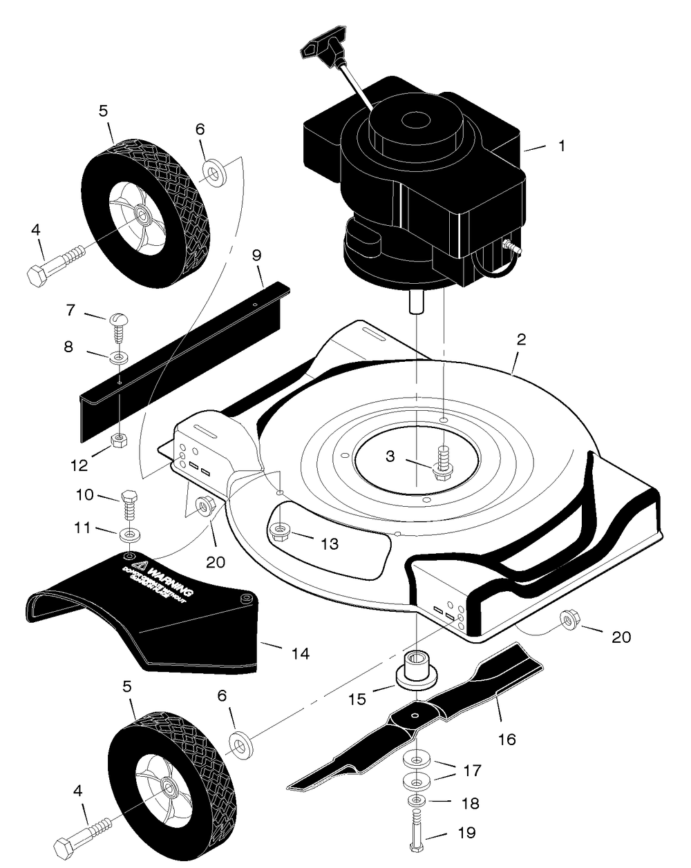 Mower Housing Assembly Diagram and Parts List for 201030X30A 2005 Briggs and Stratton Lawn Mower